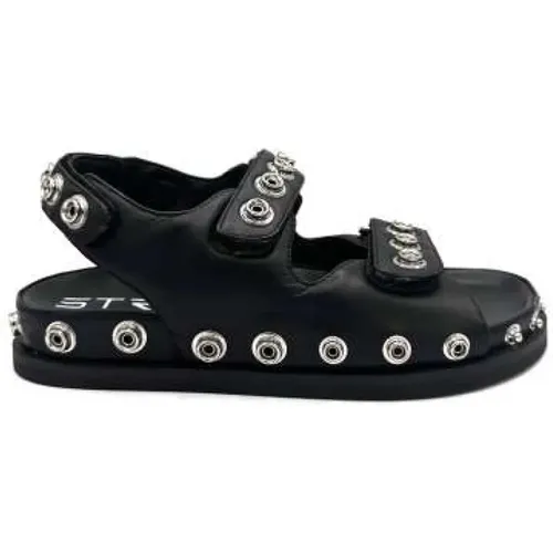 Studded Leather Sandal with Velcro Closure , female, Sizes: 3 UK, 4 UK, 5 UK - Strategia - Modalova