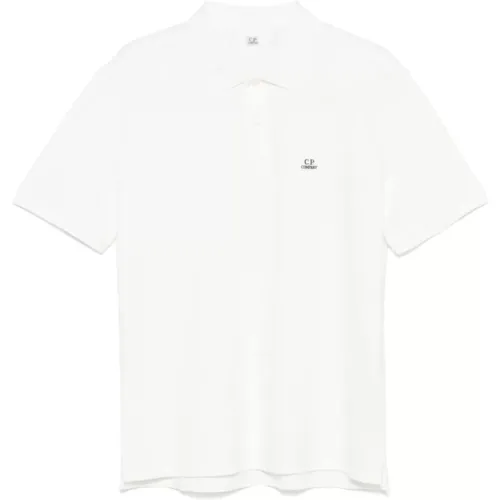 Weißes Poloshirt mit Logopatch , Herren, Größe: S - C.P. Company - Modalova