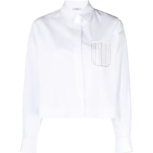 Stretch-Cotton Poplin Shirt , female, Sizes: M - PESERICO - Modalova