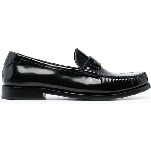 Loafer Logo Plaque Flat Shoes , female, Sizes: 4 UK, 3 UK, 3 1/2 UK - Saint Laurent - Modalova