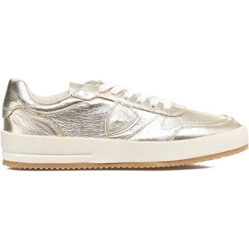 Italienische Low-Top-Sneaker mit Logo , Damen, Größe: 36 EU - Philippe Model - Modalova