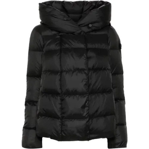 Schwarze Steppdaunenjacke mit Kapuze , Damen, Größe: XS - Peuterey - Modalova