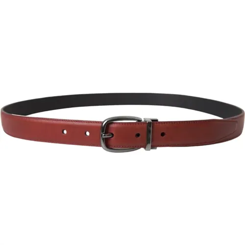 Leather Silver Buckle Belt Men , unisex, Sizes: 95 CM - Dolce & Gabbana - Modalova