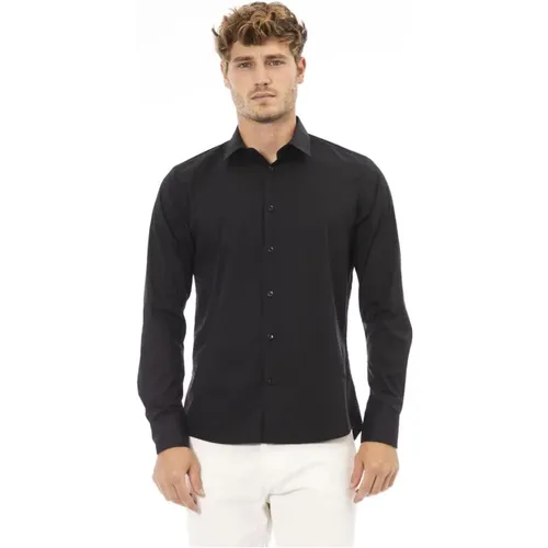 Schwarzes Baumwoll-Italienkragenhemd , Herren, Größe: 4XL - Baldinini - Modalova
