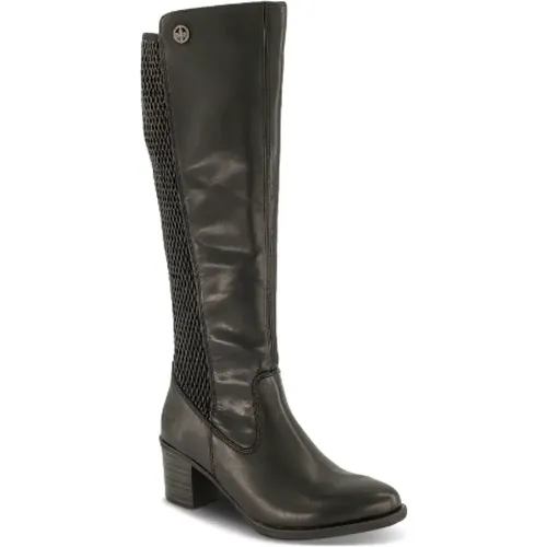 Schwarze Hohe Stiefel mit Reißverschluss , Damen, Größe: 42 EU - Rieker - Modalova