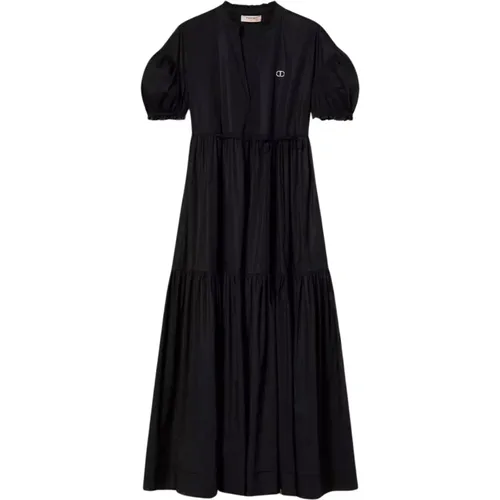 Long Poplin Dress with Oval T , female, Sizes: M - Twinset - Modalova