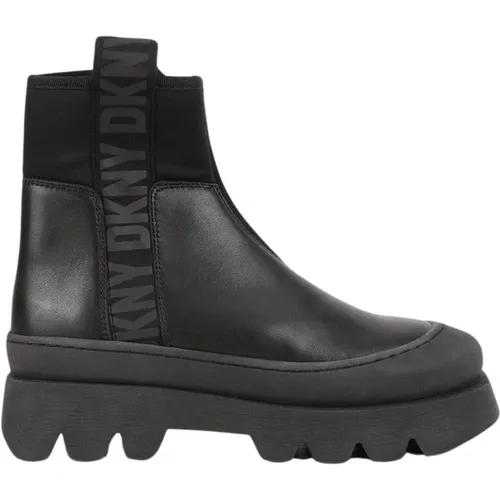 Leather Chelsea Boots with Velcro Closure , female, Sizes: 4 UK, 5 UK, 3 UK, 6 UK - DKNY - Modalova