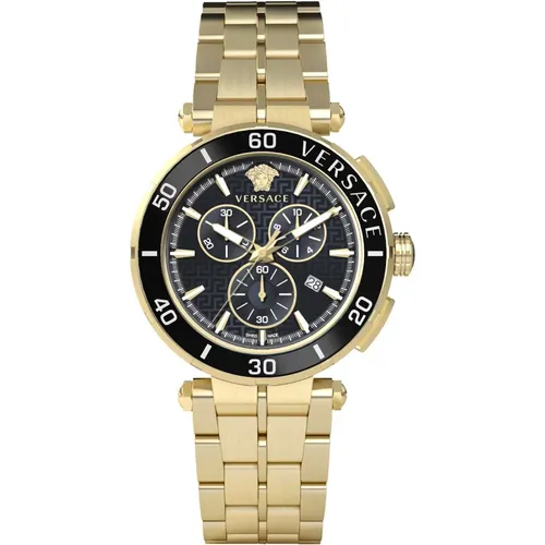 Greca Chrono Men's Watch , male, Sizes: ONE SIZE - Versace - Modalova