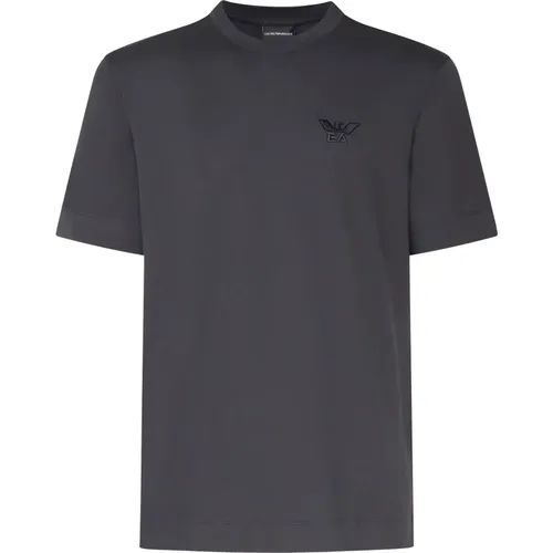 Grey Cotton T-shirt Round Collar Short Sleeves , male, Sizes: L, 3XL, 2XL, XL, S, M - Emporio Armani - Modalova