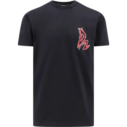 Schwarzes Crew-neck T-Shirt mit Logo-Print , Herren, Größe: 2XL - Dsquared2 - Modalova