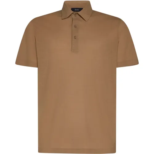 Beige Cotton Polo Collar Shirt , male, Sizes: 2XL, L - Herno - Modalova