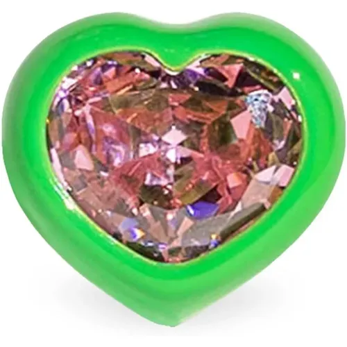 Luxus Herz Ring mit Zirkonia-Steinen und Emaille , Damen, Größe: 51 MM - Dans LES Rues - Modalova