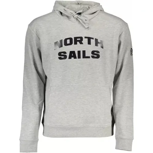 Grauer Kapuzenpullover mit zentraler Tasche - North Sails - Modalova