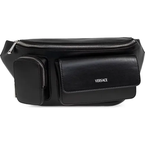 Belt bag with printed logo , male, Sizes: ONE SIZE - Versace - Modalova