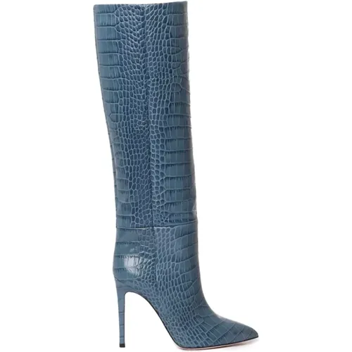 Crocodile Embossed Leather Knee-High Boots , female, Sizes: 4 UK, 3 UK - Paris Texas - Modalova