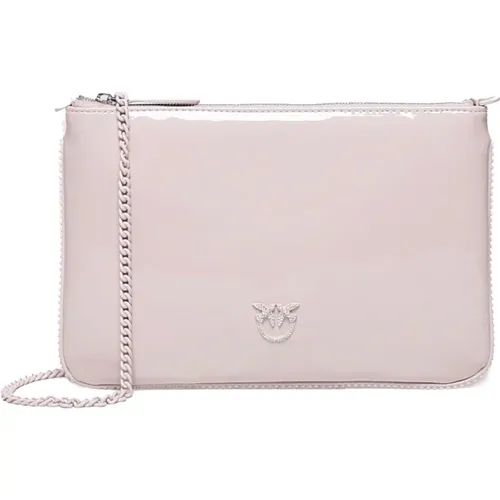 Hellrosa Umschlaghandtasche mit Strass , Damen, Größe: ONE Size - pinko - Modalova