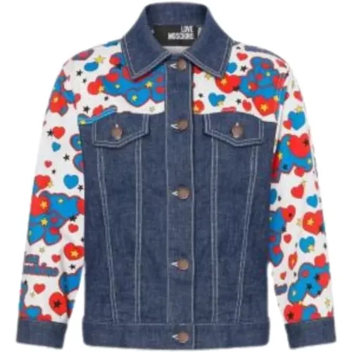 Heart and Star Print Jacket , female, Sizes: S - Moschino - Modalova
