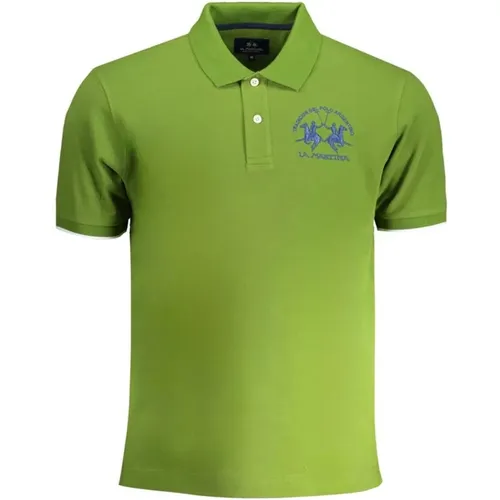 Grünes Baumwoll-Poloshirt mit Kontrastdetails - LA MARTINA - Modalova