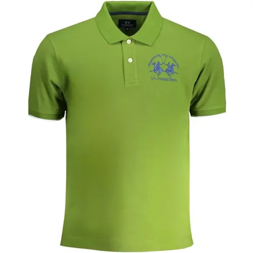 Grünes Baumwoll-Poloshirt mit Kontrastdetails , Herren, Größe: 2XL - LA MARTINA - Modalova