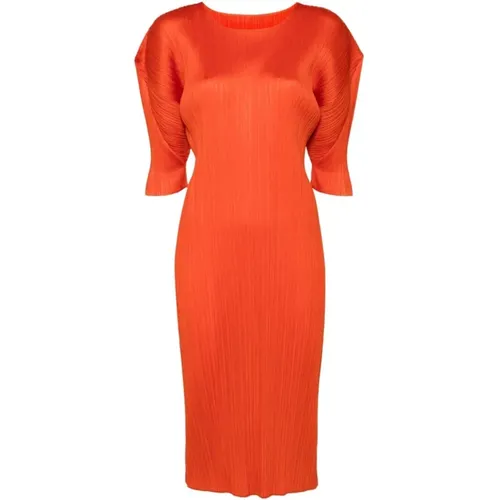 Dunkelorange Kleid , Damen, Größe: L - Issey Miyake - Modalova