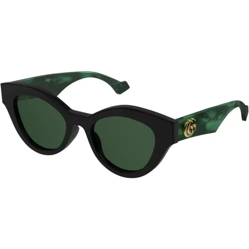 Schwarze und grüne Sonnenbrille mit Katzenaugen , Damen, Größe: 51 MM - Gucci - Modalova