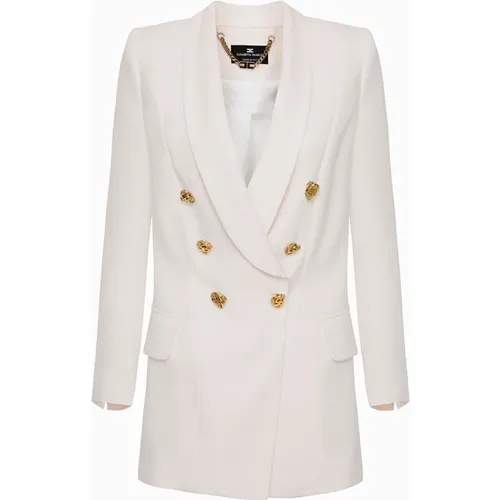 Metal Button Long Jacket , female, Sizes: XS - Elisabetta Franchi - Modalova