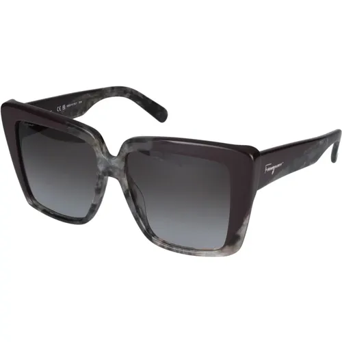 Stylische Sonnenbrille SF1060S,Sonnenbrille,Graue Marmor Sonnenbrille mit Grauem Schatten - Salvatore Ferragamo - Modalova
