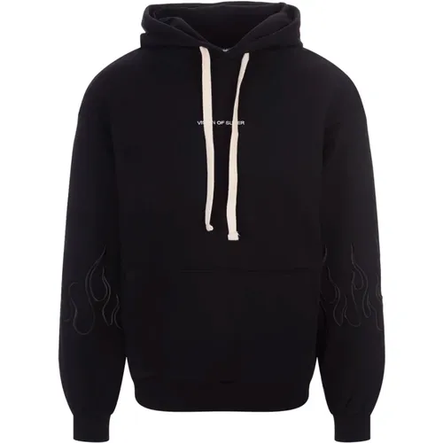 Cotton Jersey Hoodie with Embroidered Flames , male, Sizes: S - Vision OF Super - Modalova