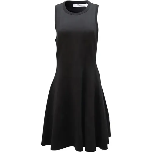 Schwarzes Rayon Fit and Flare Kleid - T by Alexander Wang - Modalova