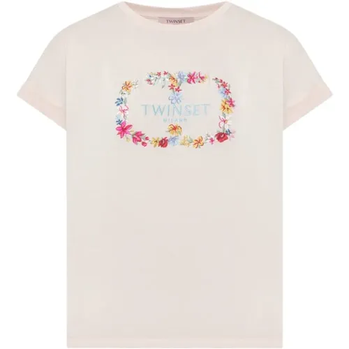 Logo Embroidered T-Shirt , female, Sizes: 2XS - Twinset - Modalova
