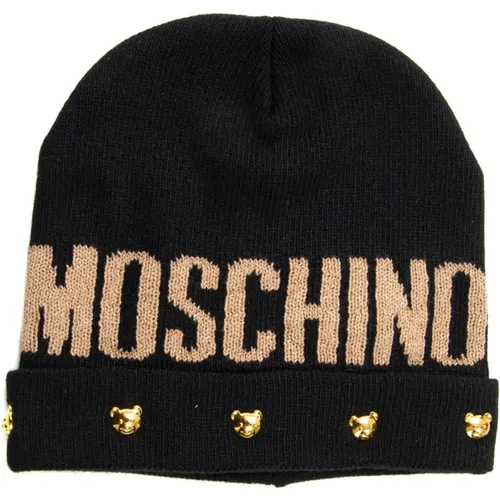 Logo Hat with Rolled Cuffs and Contrast Details , female, Sizes: ONE SIZE - Moschino - Modalova
