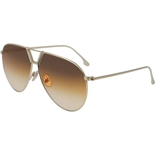 Goldene Metallsonnenbrille für Frauen - Victoria Beckham - Modalova