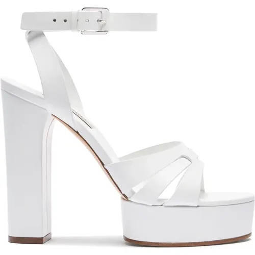 Weiße Leder Plateau Sandale,Iconic Leder Sandale mit geometrischem Design - Casadei - Modalova