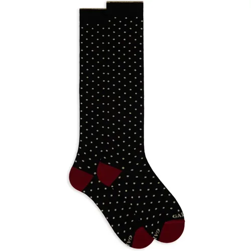 Lange schwarze Baumwollsocken für Damen mit Punkten - Gallo - Modalova