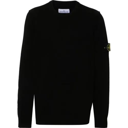 Schwarzer Wollmischstrickpullover , Herren, Größe: S - Stone Island - Modalova