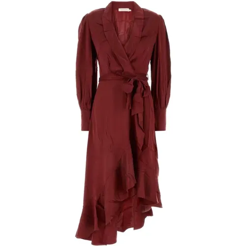 Elegant Silk Burgundy Dress , female, Sizes: S - Zimmermann - Modalova