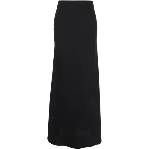 Schwarzer Satin Maxi Rock , Damen, Größe: 2XS - Plain Units - Modalova