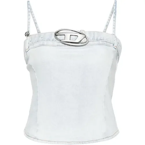 Lucy` Denim Crop Top , female, Sizes: M - Diesel - Modalova