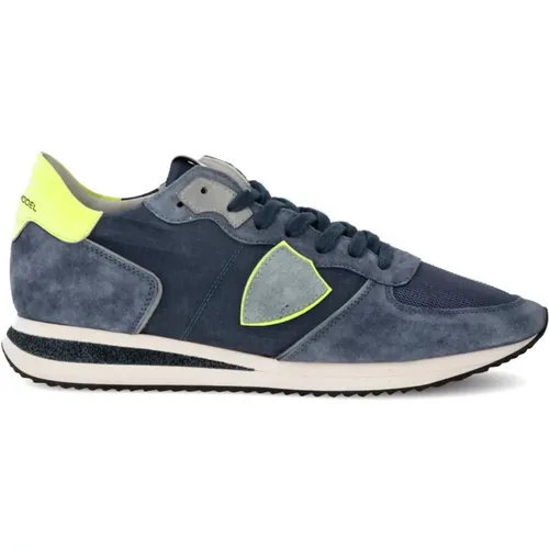 Neon Denim Low Top Sneakers , Herren, Größe: 43 EU - Philippe Model - Modalova