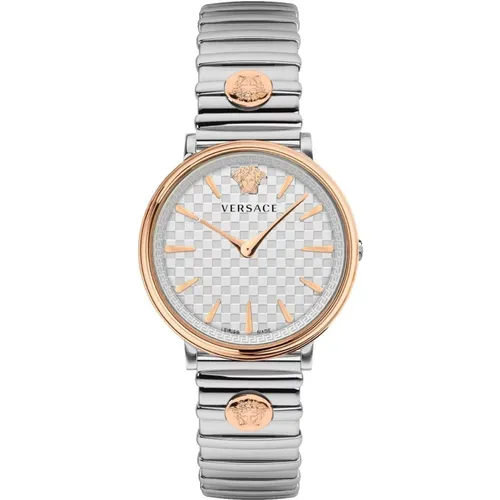 V-Circle Edelstahl Armbanduhr - Versace - Modalova