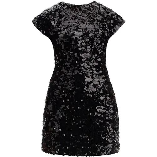 Velvet Sequin Flutter Sleeve Mini Dress , female, Sizes: M, S - Ganni - Modalova