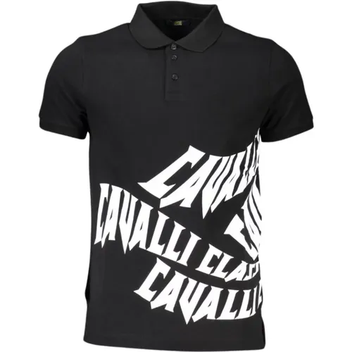 Elegantes Schwarzes Poloshirt , Herren, Größe: L - Cavalli Class - Modalova