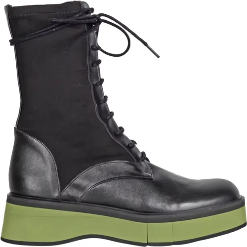 Leather and Technical Fabric Platform Boot , female, Sizes: 6 UK, 7 UK, 4 UK, 5 UK - Paloma Barceló - Modalova