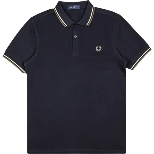 Moderne Baumwoll-Poloshirt mit Doppelstreifen , Herren, Größe: S - Fred Perry - Modalova