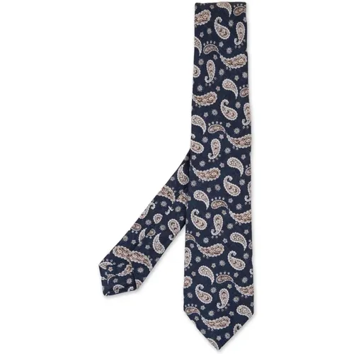 Blue Silk Paisley Pattern Tie , male, Sizes: ONE SIZE - Kiton - Modalova