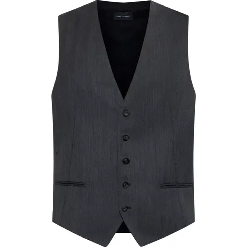 Charcoal Grey Wool Waistcoat Jacket , male, Sizes: XL, 2XL, M, L - Tagliatore - Modalova