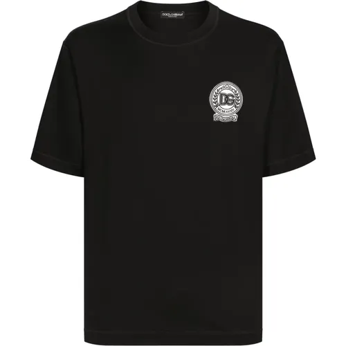 Cotton Jersey T-shirt Embroidery , male, Sizes: L, S, M, XL - Dolce & Gabbana - Modalova