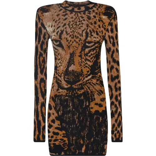 Leopard Print Dress , female, Sizes: 2XS - Roberto Cavalli - Modalova
