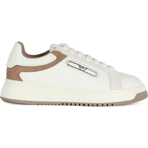 Leder Logo Sneakers , Damen, Größe: 35 EU - Emporio Armani - Modalova