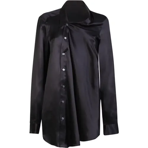 Wivina Silk Shirt - Classic Collar, Button Fastening, Long Sleeves , female, Sizes: 2XL - Ann Demeulemeester - Modalova